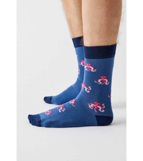 Chaussettes BeOctopus - Pieuvres - Bleu Besocks jolies chausset pour homme femme fantaisie drole originales