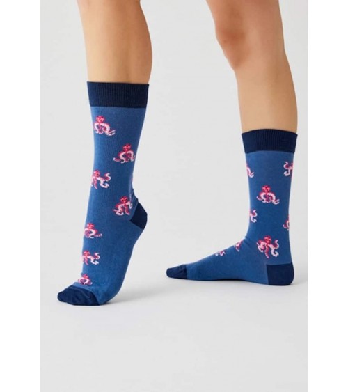 Chaussettes BeOctopus - Pieuvres - Bleu Besocks calendrier de l avent chaussettes jolies chausset pour homme femme fantaisie ...