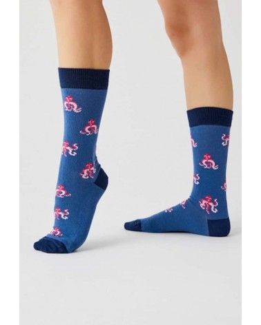 Chaussettes BeOctopus - Pieuvres - Bleu Besocks jolies pour femme originales pour homme chausset rigolotes drole Suisse