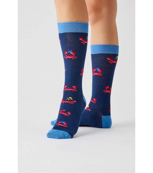 Chaussettes BeCrab - Crabes - Bleu Besocks jolies pour femme originales pour homme chausset rigolotes drole Suisse