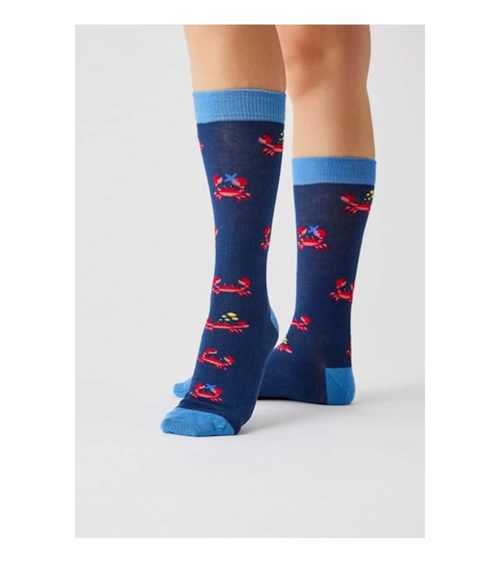 Chaussettes BeCrab - Crabes - Bleu Besocks jolies pour femme originales pour homme chausset rigolotes drole Suisse