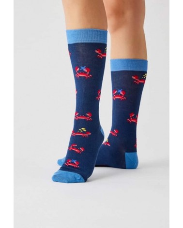 Chaussettes BeCrab - Crabes - Bleu Besocks jolies chausset pour homme femme fantaisie drole originales