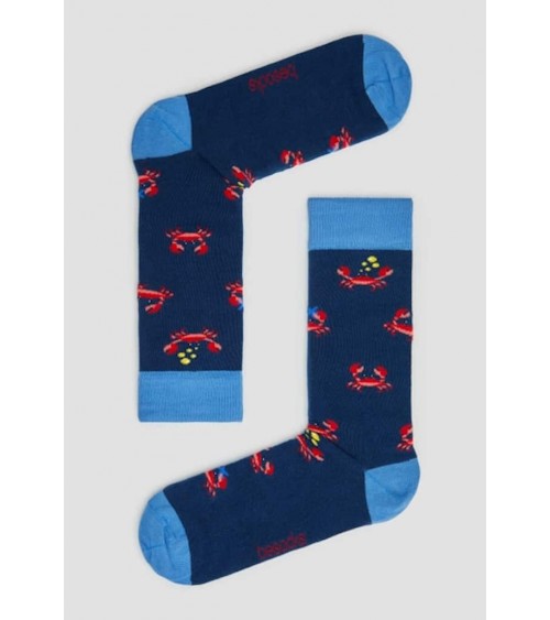 Chaussettes BeCrab - Crabes - Bleu Besocks jolies pour femme originales pour homme chausset rigolotes drole Suisse