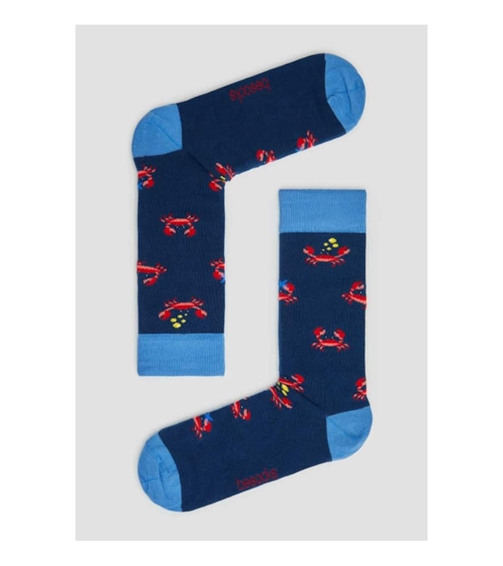 Chaussettes BeCrab - Crabes - Bleu Besocks jolies pour femme originales pour homme chausset rigolotes drole Suisse