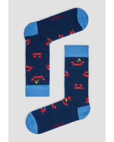 Chaussettes BeCrab - Crabes - Bleu Besocks jolies chausset pour homme femme fantaisie drole originales