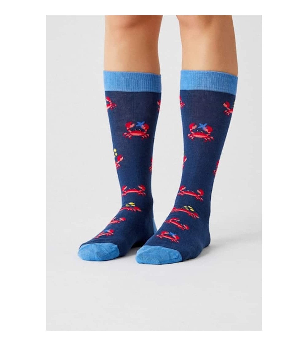 Chaussettes BeCrab - Crabes - Bleu Besocks jolies pour femme originales pour homme chausset rigolotes drole Suisse