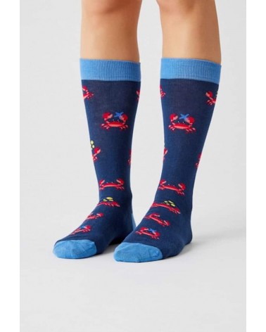 Chaussettes BeCrab - Crabes - Bleu Besocks jolies pour femme originales pour homme chausset rigolotes drole Suisse