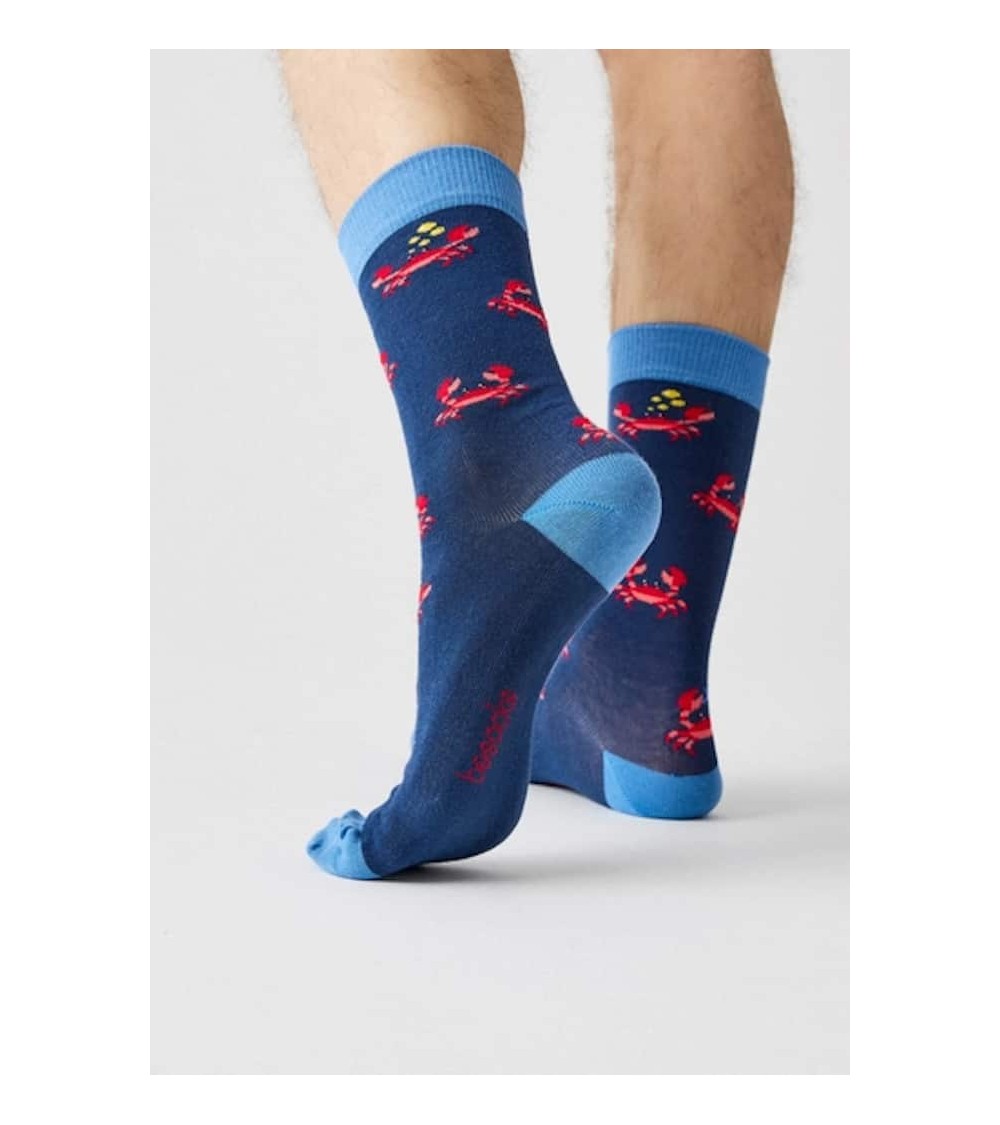 Chaussettes BeCrab - Crabes - Bleu Besocks jolies pour femme originales pour homme chausset rigolotes drole Suisse