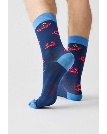 Chaussettes BeCrab - Crabes - Bleu Besocks jolies pour femme originales pour homme chausset rigolotes drole Suisse