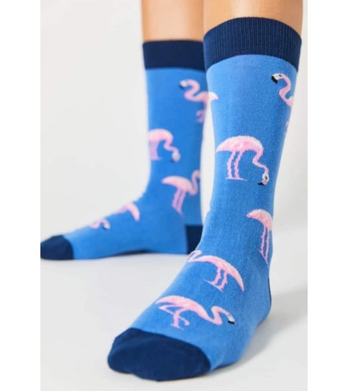 Socken Be Flamingo - Blau Besocks Socke lustige Damen Herren farbige coole socken mit motiv kaufen