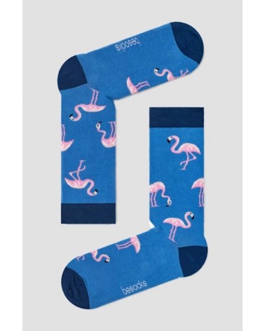 Chaussettes BeFlamingo - Flamant rose - Bleu Besocks jolies pour femme originales pour homme chausset rigolotes drole Suisse