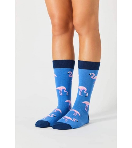 Chaussettes BeFlamingo - Flamant rose - Bleu Besocks jolies chausset pour homme femme fantaisie drole originales