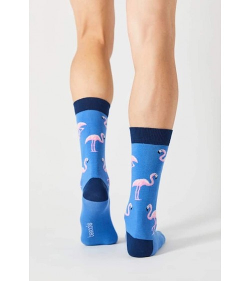 Chaussettes BeFlamingo - Flamant rose - Bleu Besocks jolies chausset pour homme femme fantaisie drole originales