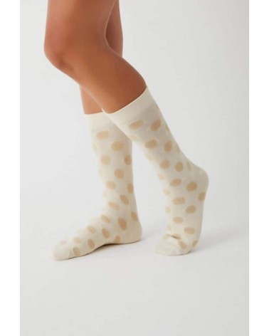 Chaussettes à pois BePolkadots - Beige Besocks jolies pour femme originales pour homme chausset rigolotes drole Suisse