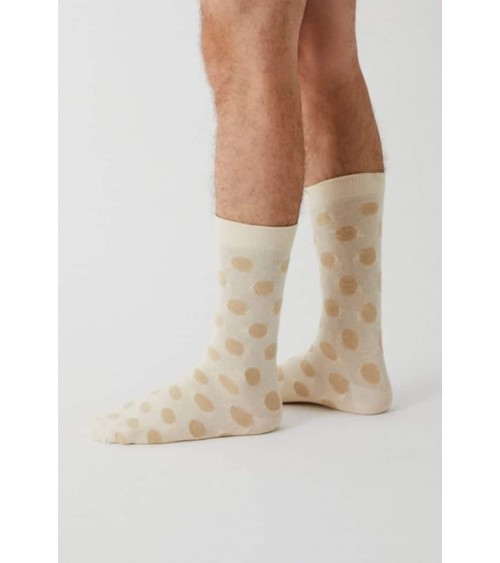 Chaussettes à pois BePolkadots - Beige Besocks jolies pour femme originales pour homme chausset rigolotes drole Suisse