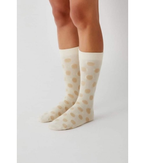 Chaussettes à pois BePolkadots - Beige Besocks jolies pour femme originales pour homme chausset rigolotes drole Suisse