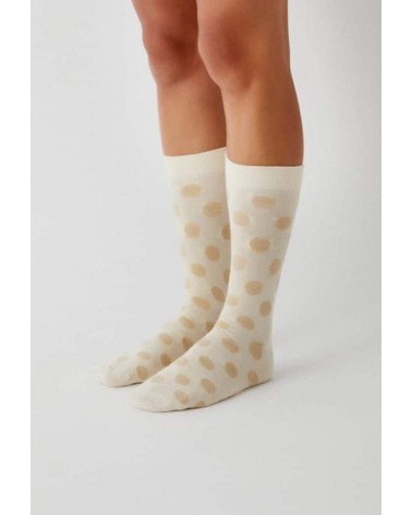 Chaussettes à pois BePolkadots - Beige Besocks jolies pour femme originales pour homme chausset rigolotes drole Suisse