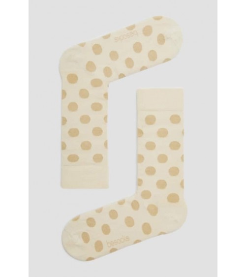 Chaussettes à pois BePolkadots - Beige Besocks jolies pour femme originales pour homme chausset rigolotes drole Suisse