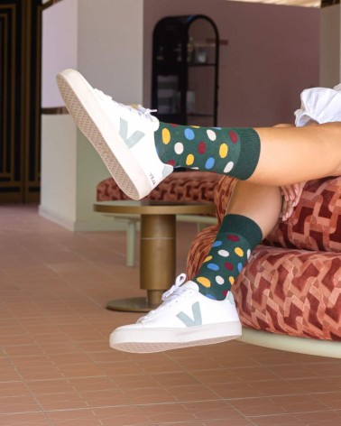 Chaussettes BePolkadots Multicolore - Vert Besocks jolies pour femme originales pour homme chausset rigolotes drole Suisse