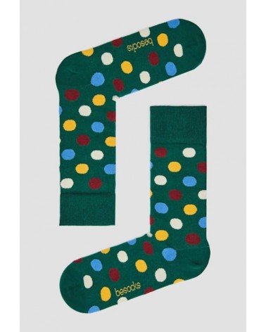 Chaussettes BePolkadots Multicolore - Vert Besocks jolies pour femme originales pour homme chausset rigolotes drole Suisse