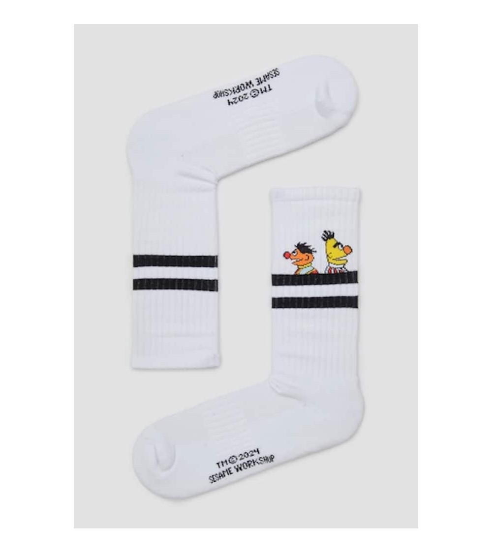 Be Sesame Street Epi & Blas - Chaussettes de sport blanches Besocks jolies pour femme originales pour homme chausset rigolote...