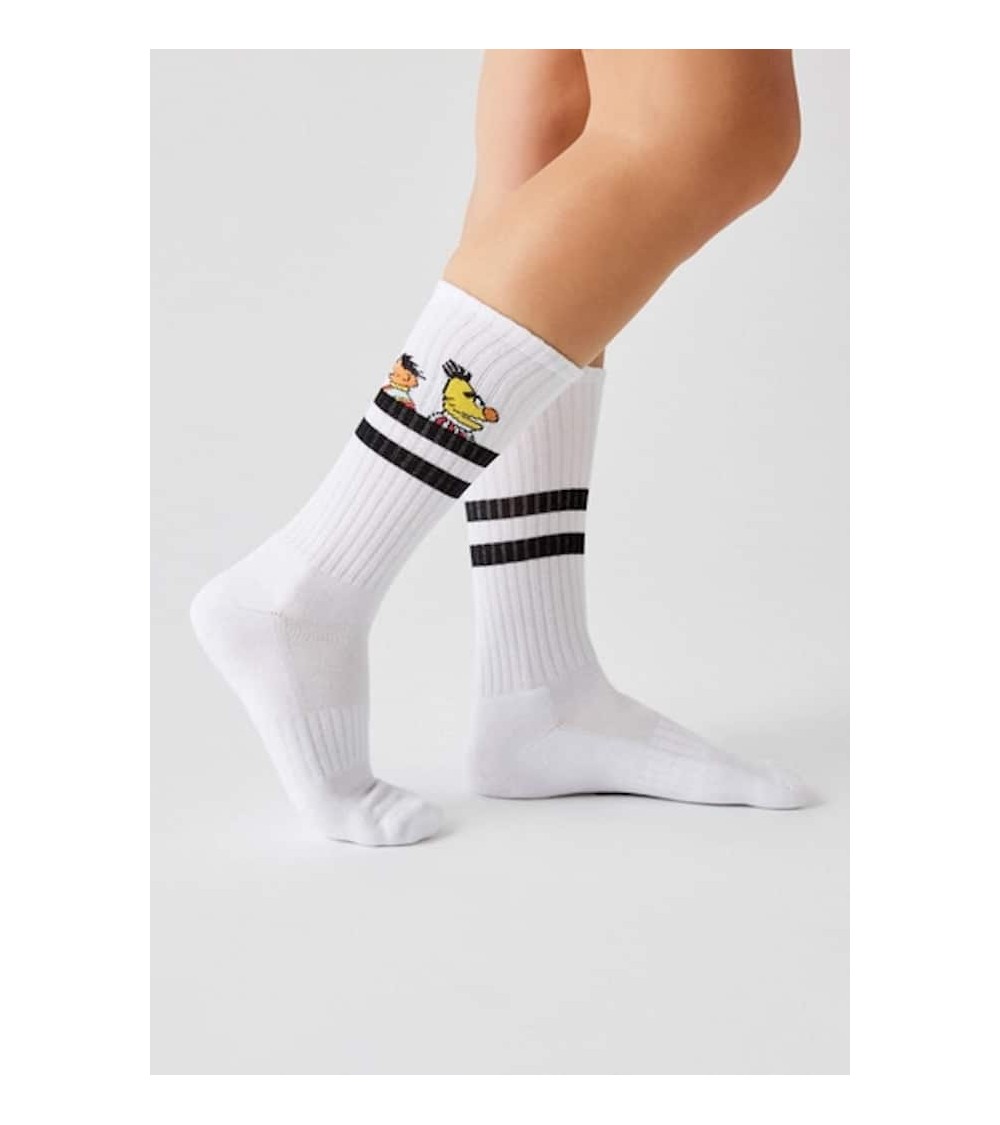 Be Sesame Street Epi & Blas - Chaussettes de sport blanches Besocks jolies pour femme originales pour homme chausset rigolote...