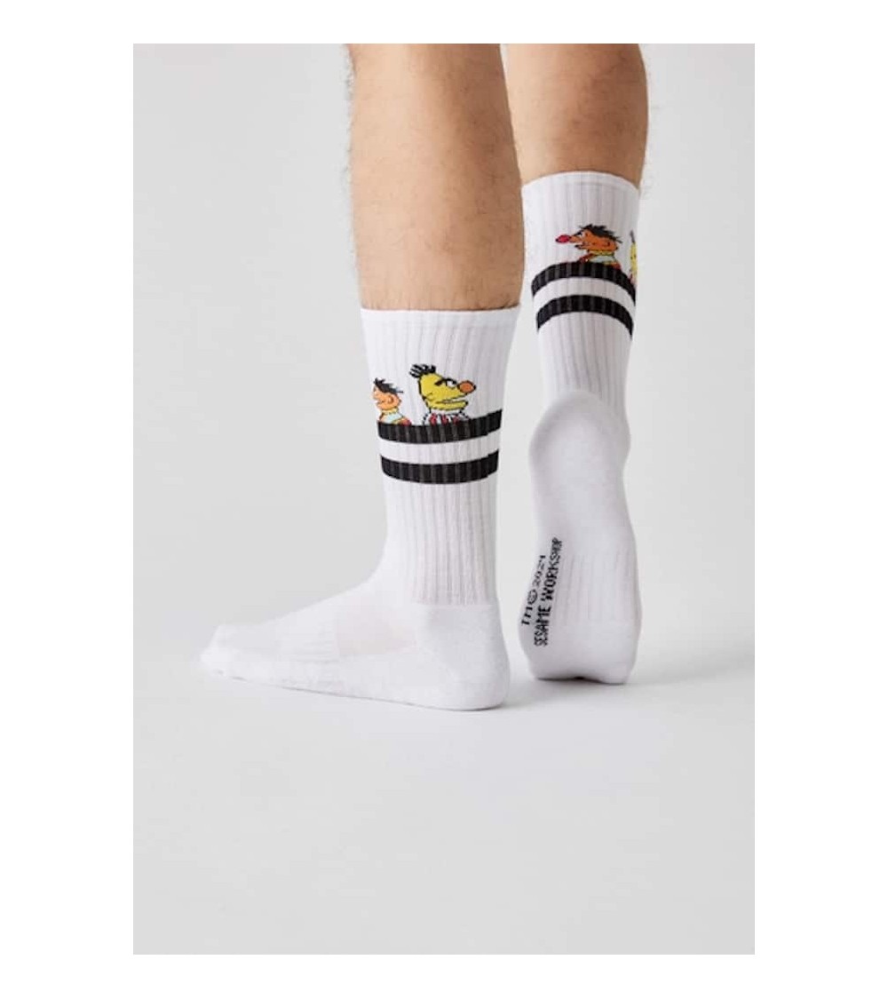 Be Sesame Street Epi & Blas - Chaussettes de sport blanches Besocks jolies pour femme originales pour homme chausset rigolote...