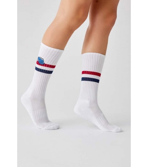 Be Sesame Street Epi & Blas - Chaussettes de sport blanches Besocks jolies chausset pour homme femme fantaisie drole originales