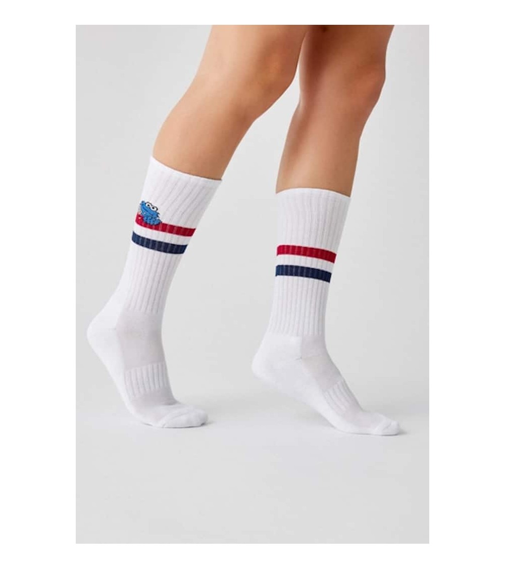 Be Sesame Street Epi & Blas - Chaussettes de sport blanches Besocks jolies pour femme originales pour homme chausset rigolote...