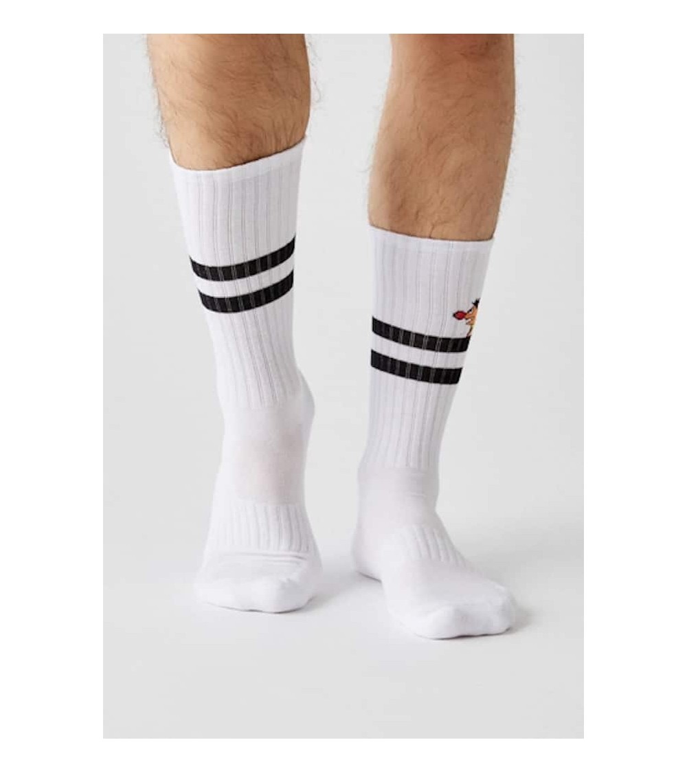 Be Sesame Street Epi & Blas - Chaussettes de sport blanches Besocks jolies pour femme originales pour homme chausset rigolote...