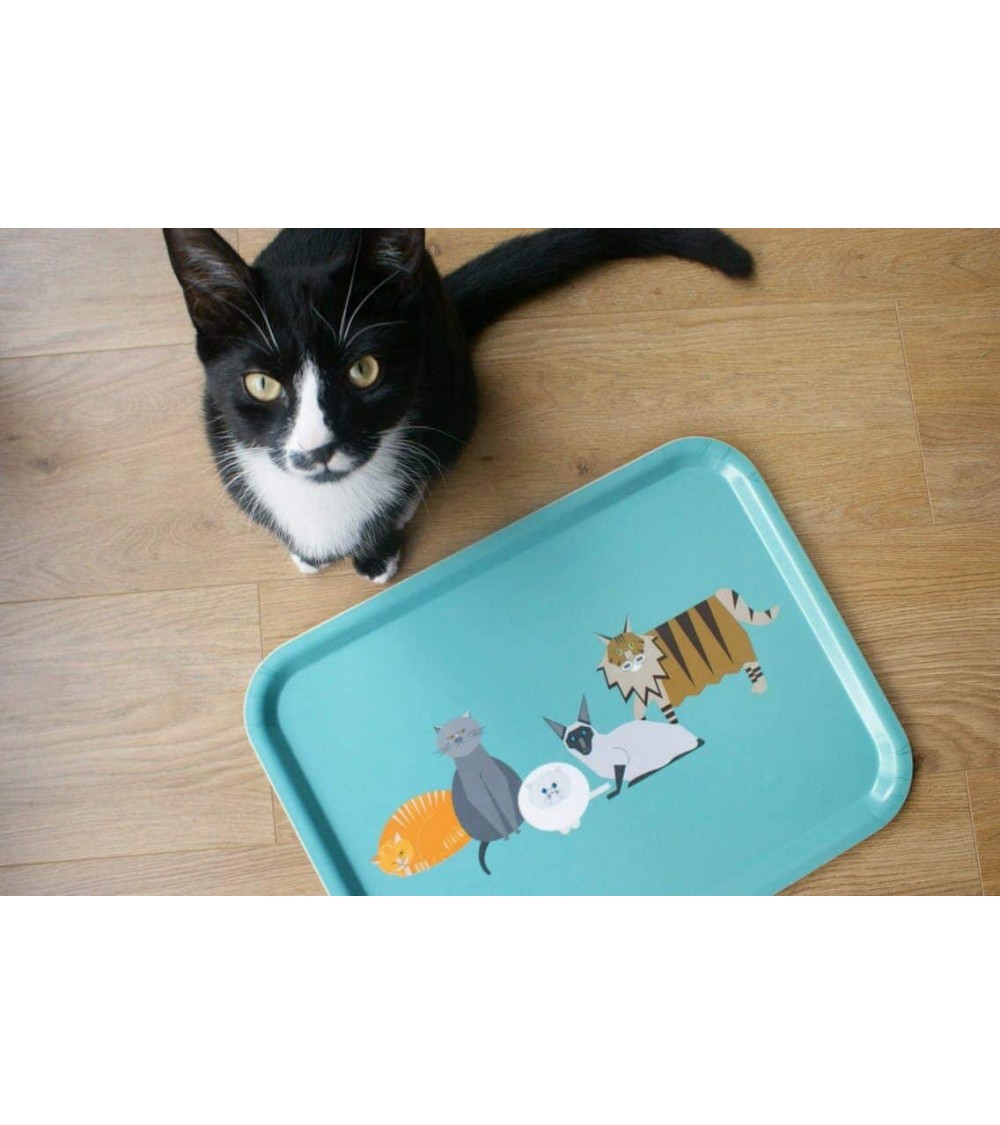 Caractères de chats - Plateau de service rectangulaire en bois Ellie Good illustration saladié service bois table apéritif ap...