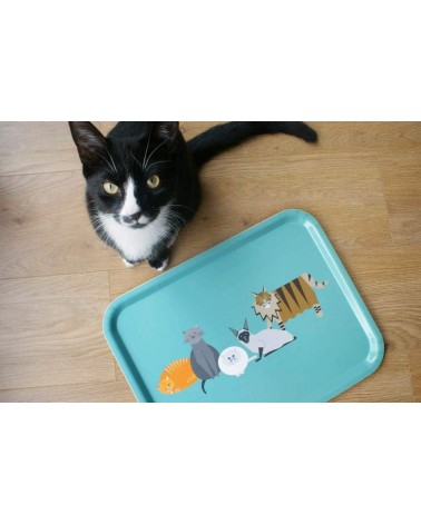 Cat Characters - Rectangular wood serving tray Ellie Good illustration tray bowl fruit wooden design