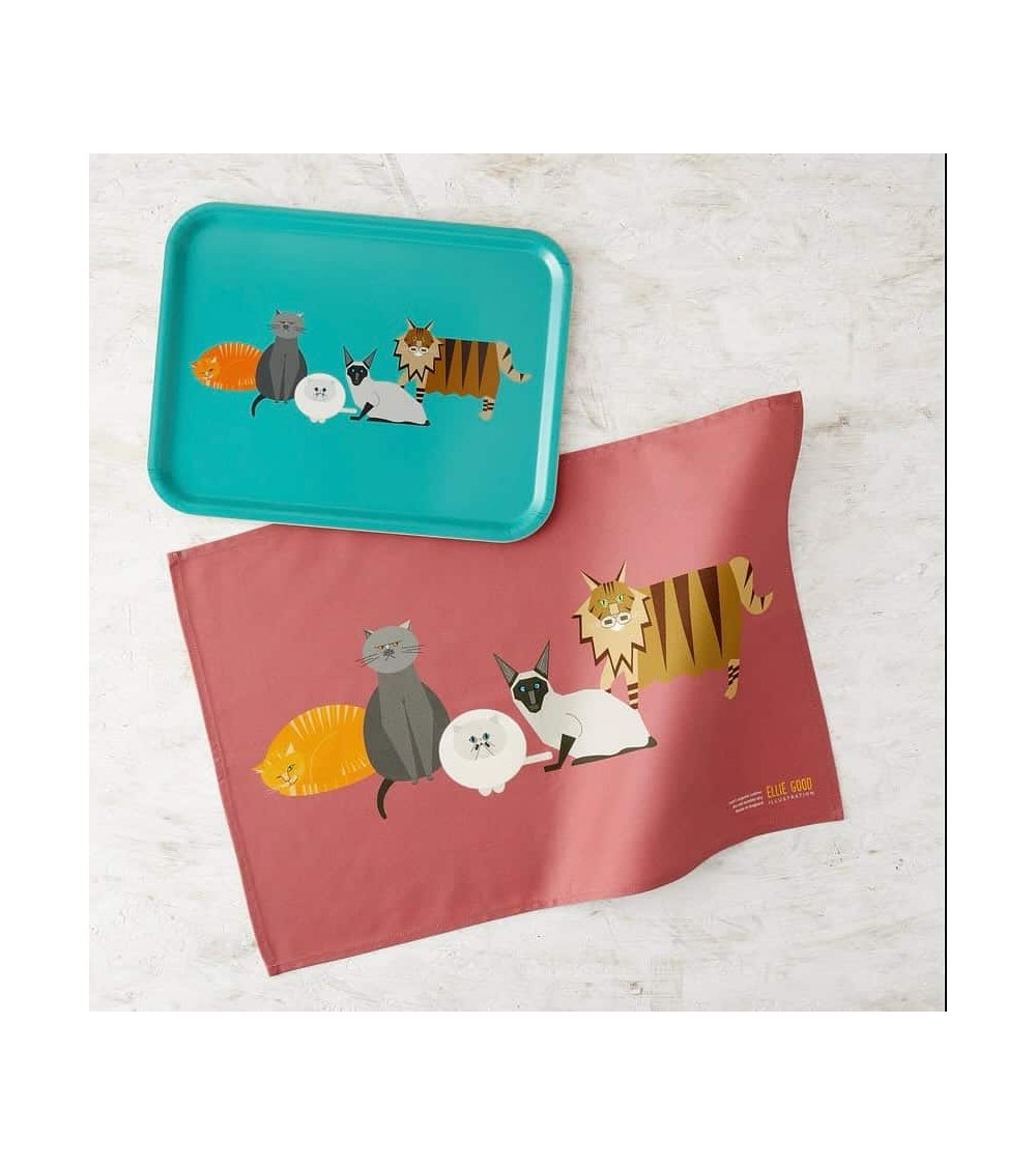 Gatto - Vassoio di legno rettangolare design Ellie Good illustration decorativo legno vassoio design