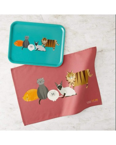 Cat Characters - Rectangular wood serving tray Ellie Good illustration tray bowl fruit wooden design