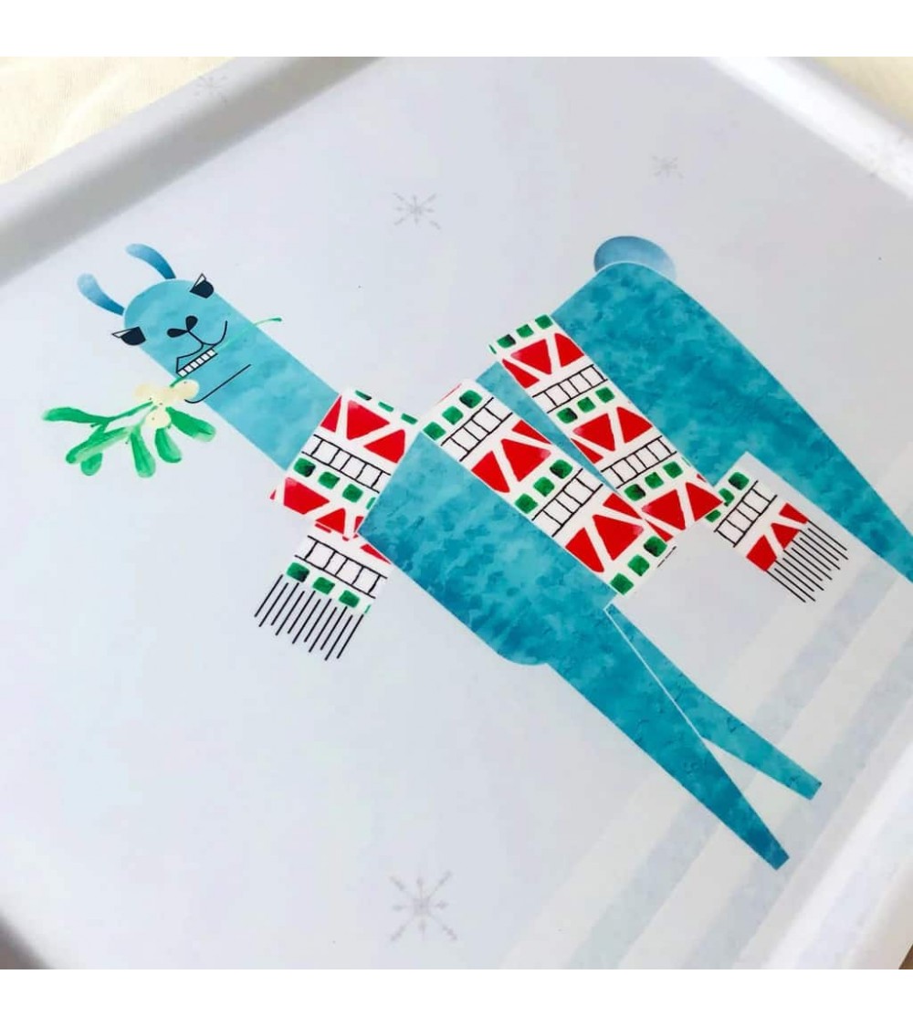 Llama - Rectangular wood serving tray Ellie Good illustration tray bowl fruit wooden design