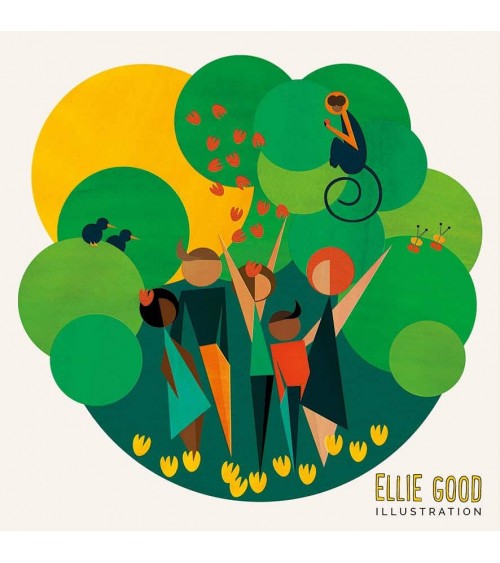 Vassoio di servizio - Persone della festa della Terra Ellie Good illustration decorativo legno vassoio design