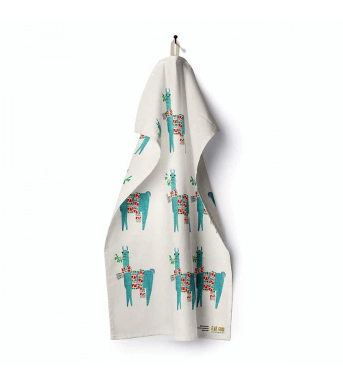 Mistletoe Llama Christmas - Tea Towel Ellie Good illustration best kitchen hand towels fall funny cute