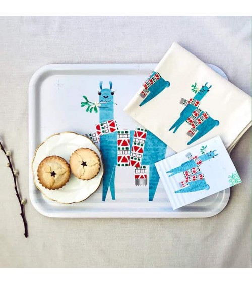 Lama de Noël - Serviette, torchon de cuisine Ellie Good illustration torchon vaisselle qualité serviette haut de gamme beaux ...