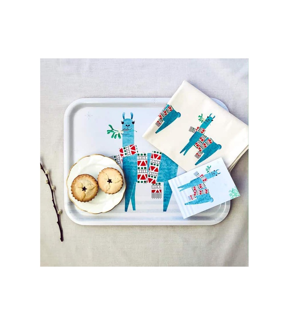 Mistletoe Llama Christmas - Tea Towel Ellie Good illustration best kitchen hand towels fall funny cute