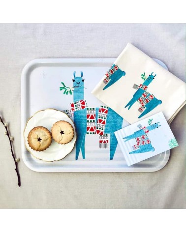 Mistletoe Llama Christmas - Tea Towel Ellie Good illustration best kitchen hand towels fall funny cute
