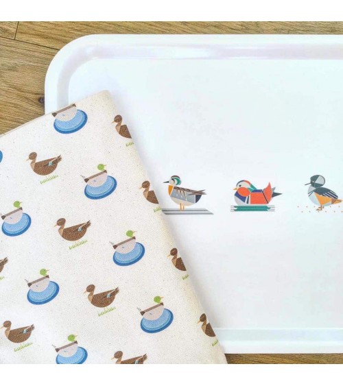 Dabbling Ducks - Rectangular wood serving tray Ellie Good illustration tray bowl fruit wooden design