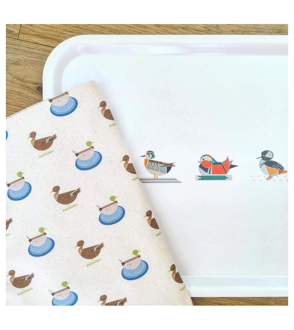 Dabbling Ducks - Rectangular wood serving tray Ellie Good illustration tray bowl fruit wooden design