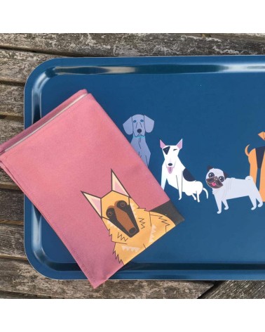 Doggy Friends - Blue - Tea Towel Ellie Good illustration best kitchen hand towels fall funny cute
