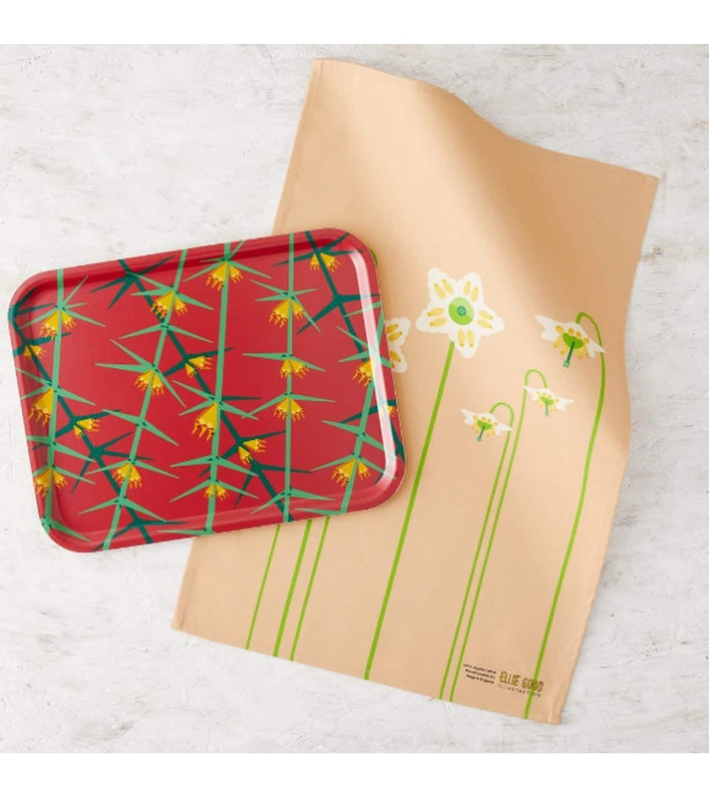 Modern Floral - Rectangular wood serving tray Ellie Good illustration tray bowl fruit wooden design