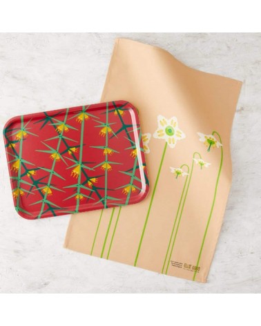 Blumen - Tablett, Serviertablett aus holz, rechteckig Ellie Good illustration serviertablett salatschüssel holztablett servie...