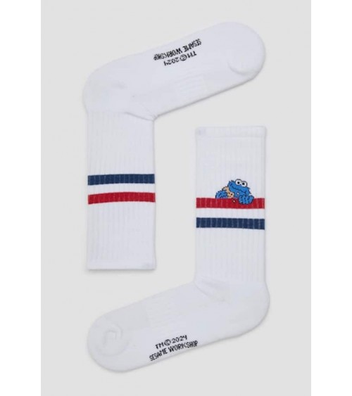 Be Sesame Street Cookie Monster - Calze sportive bianche Besocks calze da uomo per donna divertenti simpatici particolari