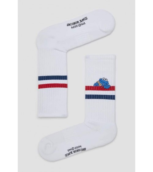 Be Sesame Street Cookie Monster - Calze sportive bianche Besocks calze da uomo per donna divertenti simpatici particolari