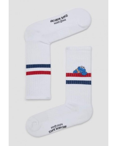 Be Sesame Street Cookie Monster - Calze sportive bianche Besocks calze da uomo per donna divertenti simpatici particolari