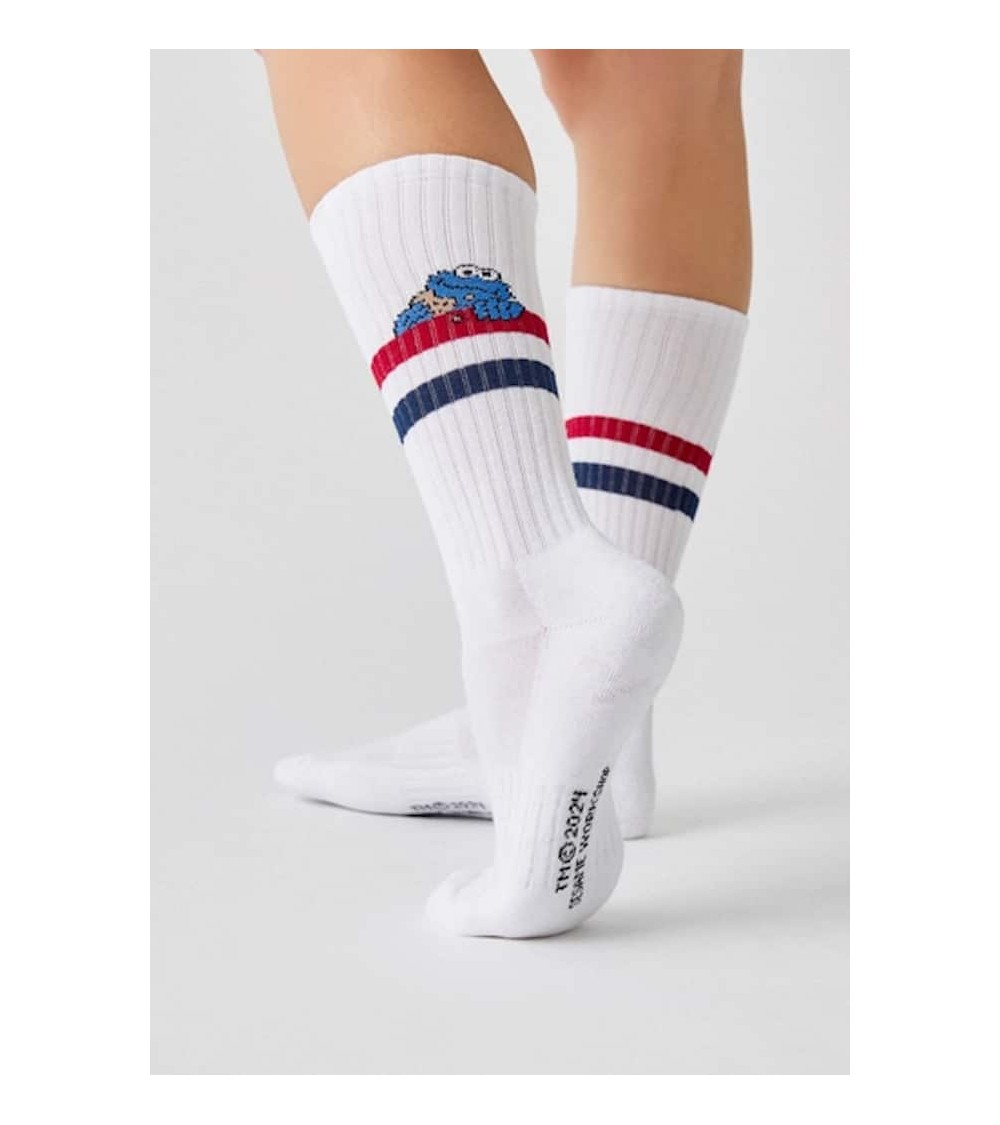 Be Sesame Street Cookie Monster - White sports socks Besocks funny crazy cute cool best pop socks for women men