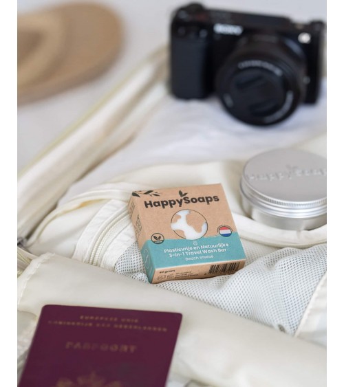 Boîte de rangement et de voyage pour shampoing solide HappySoaps meilleur doux sans bouteille emballage plastique